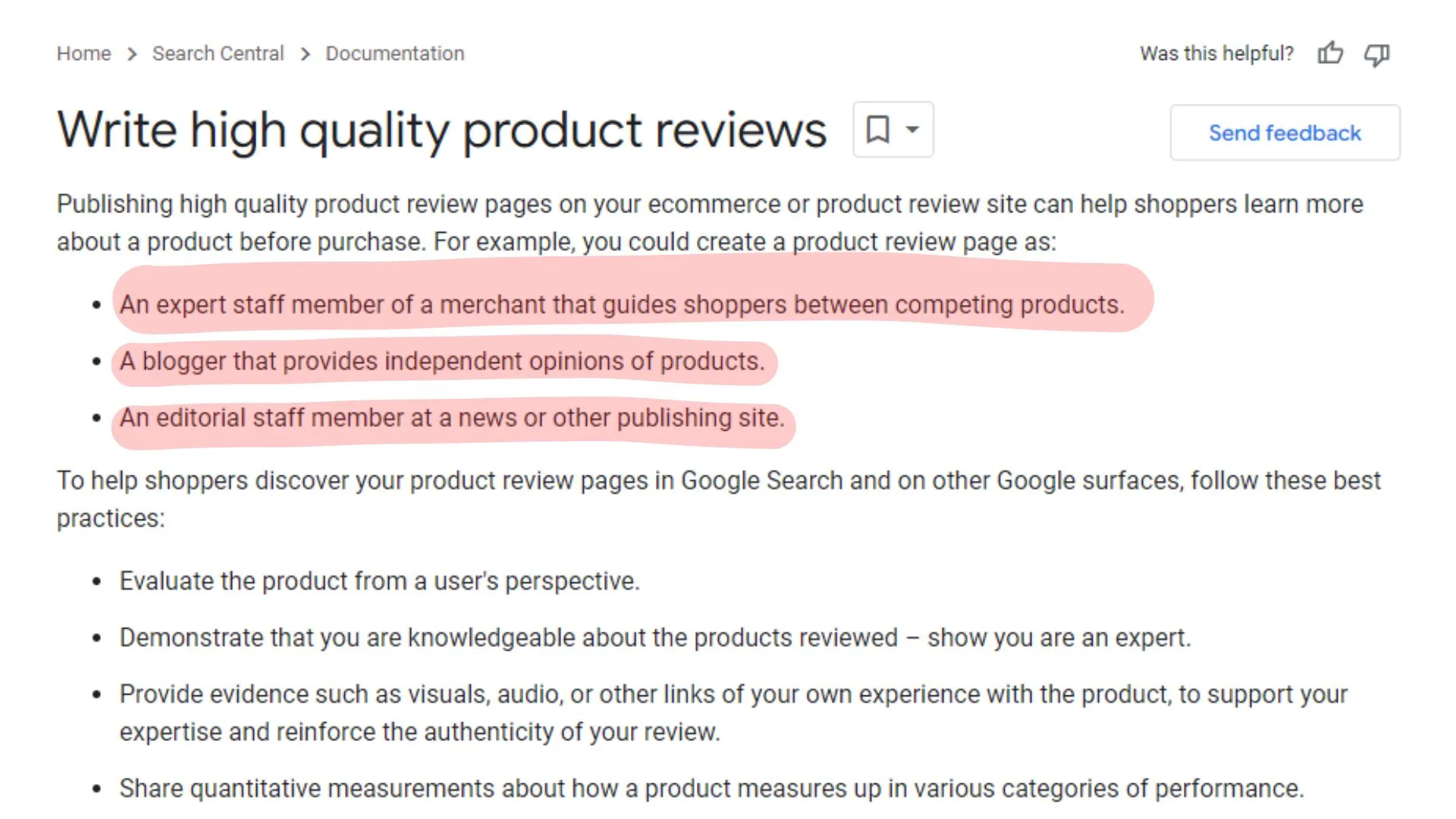 Product reviews update google