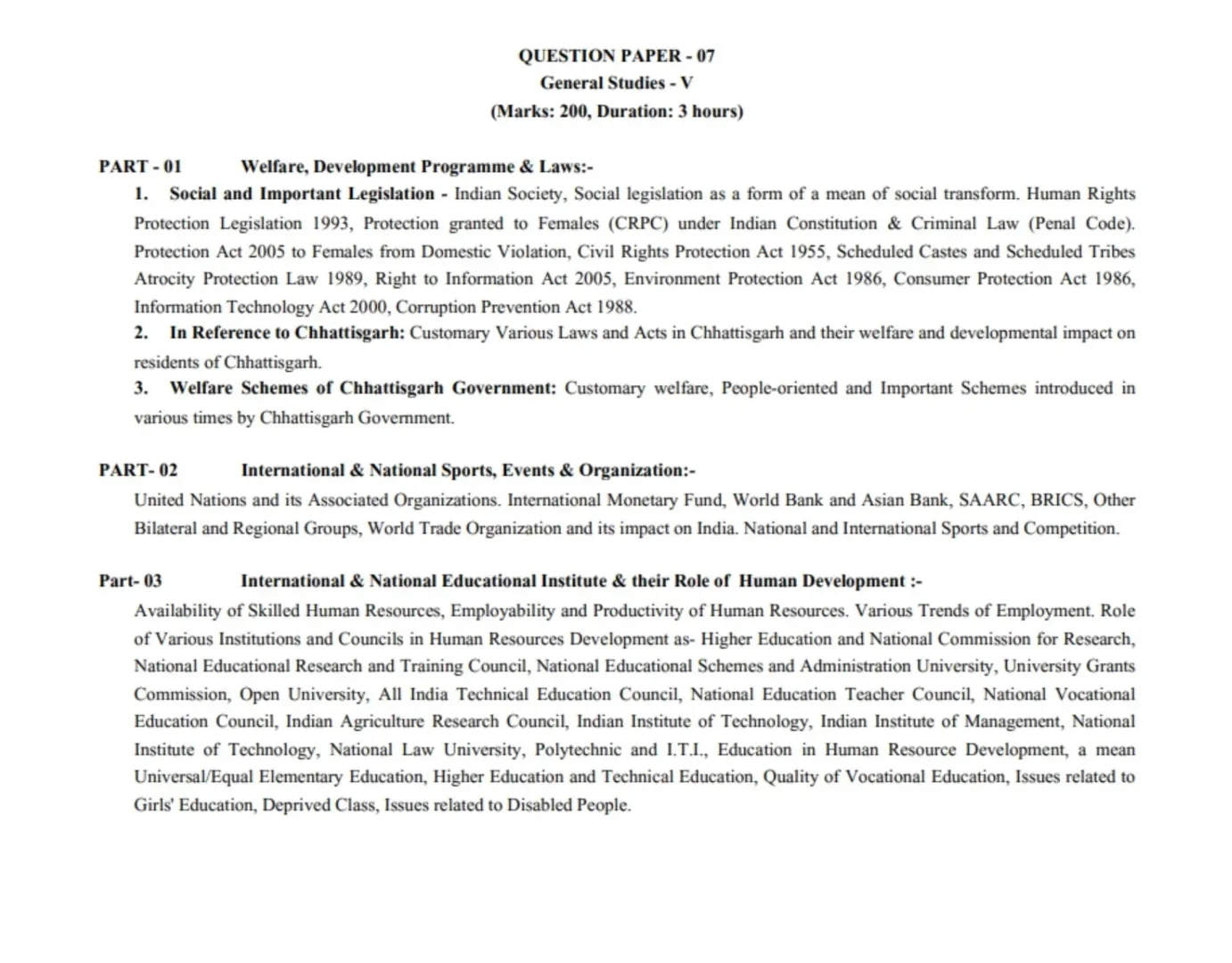 cgpsc syllabus general studies V